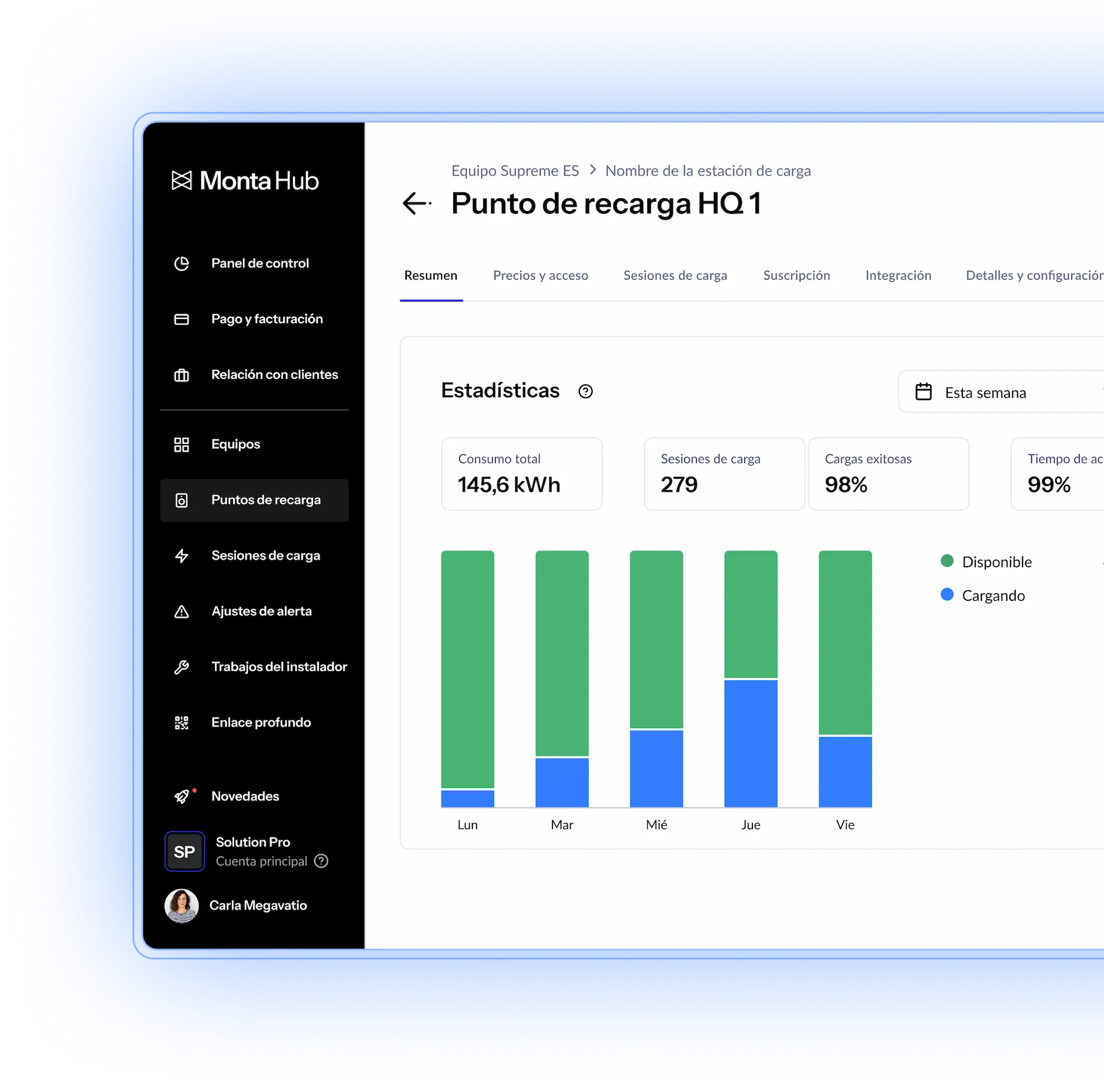 EV charging platform - desktop