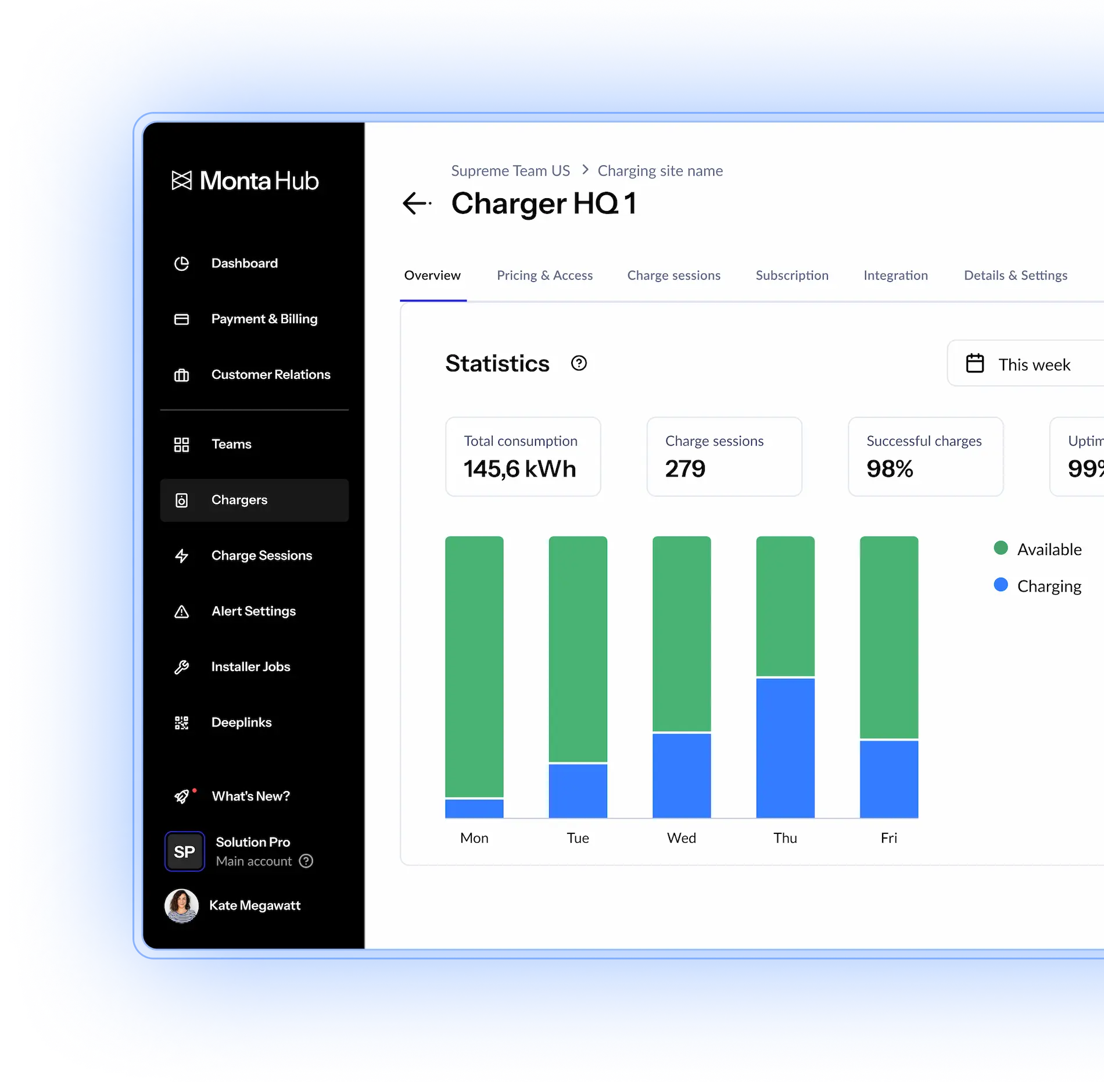 EV charging platform - desktop