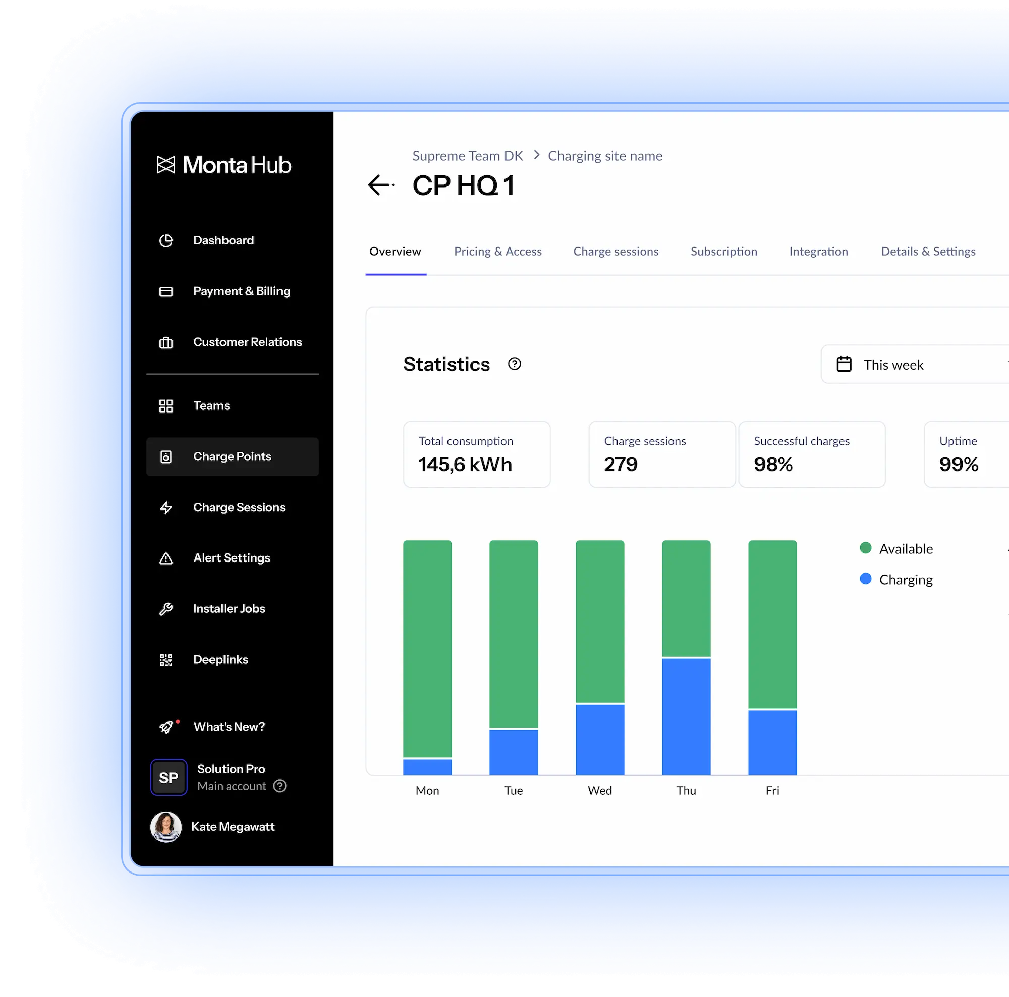 EV charging platform - desktop