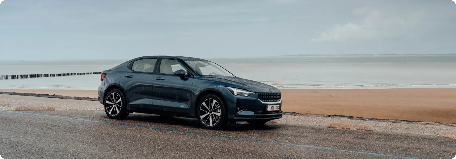 car driving by beach in UK