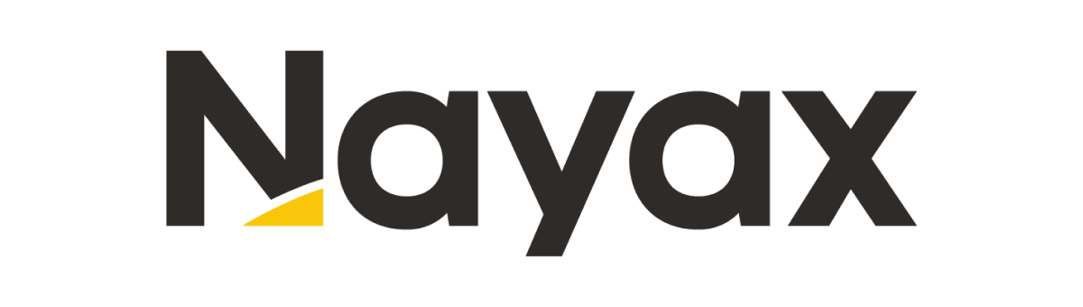 Nayax logo featuring bold black text with a distinctive yellow accent in the letter 'a' on a white background.
