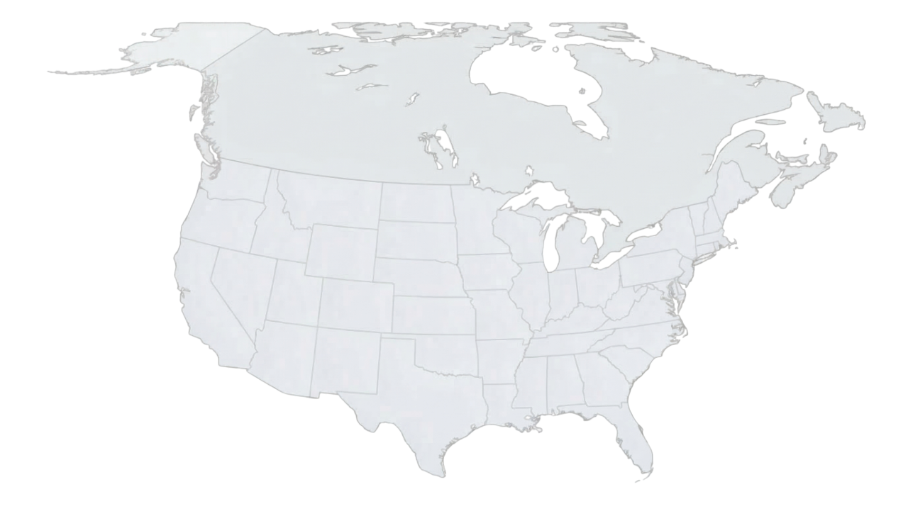 Map of US and Canada showing utility program coverage