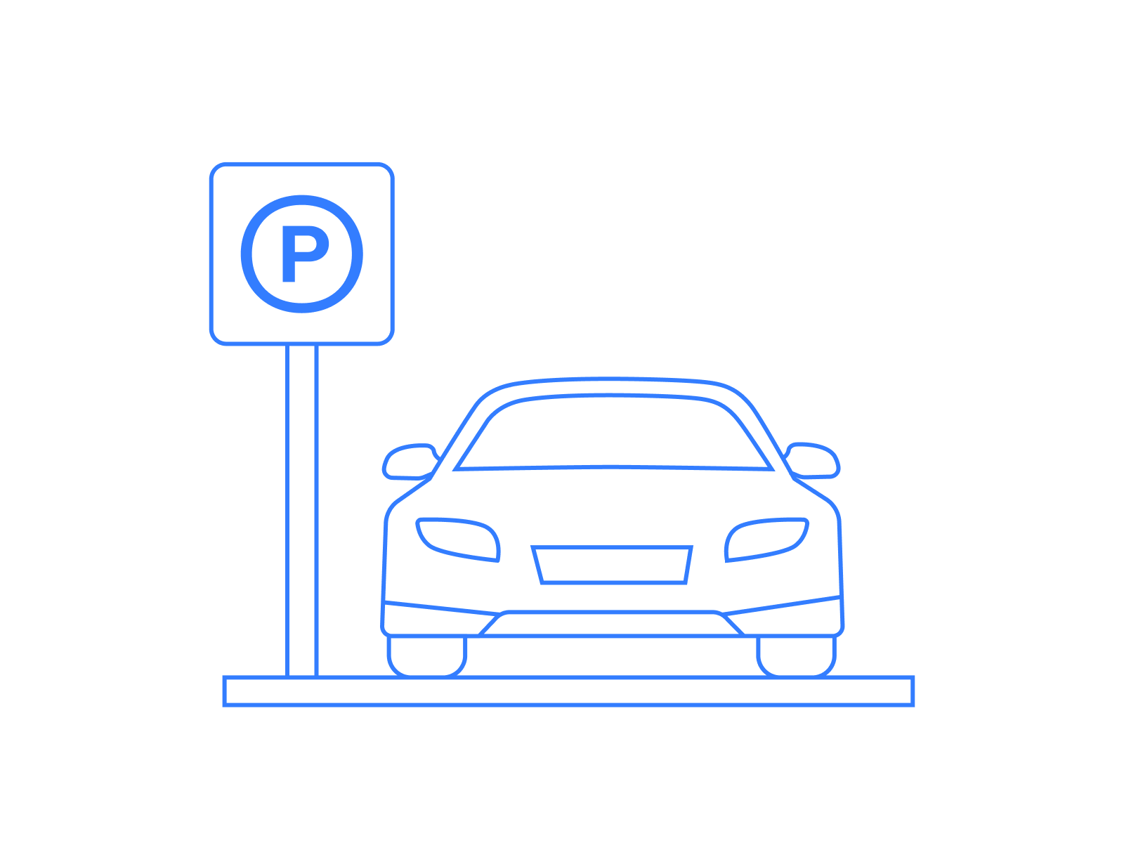 Car parked next to a parking sign