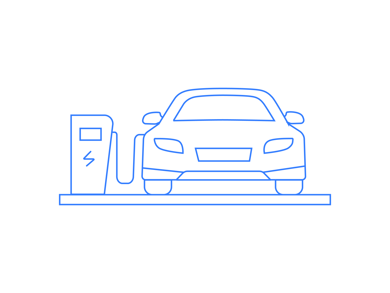 Electric car plugged into a charging point