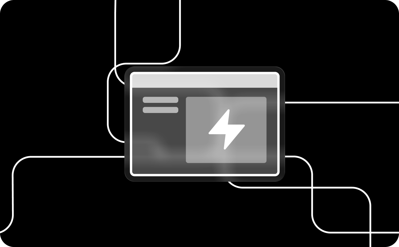 A sleek, grey interface displaying a lightning bolt icon, connected by white lines against a black background, symbolising energy connectivity.