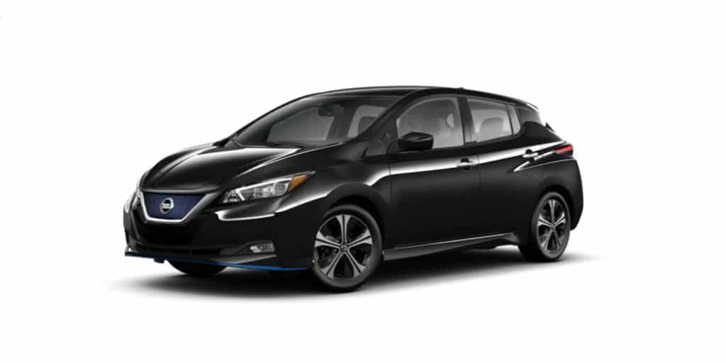 Black Nissan Leaf model 2022 electric car