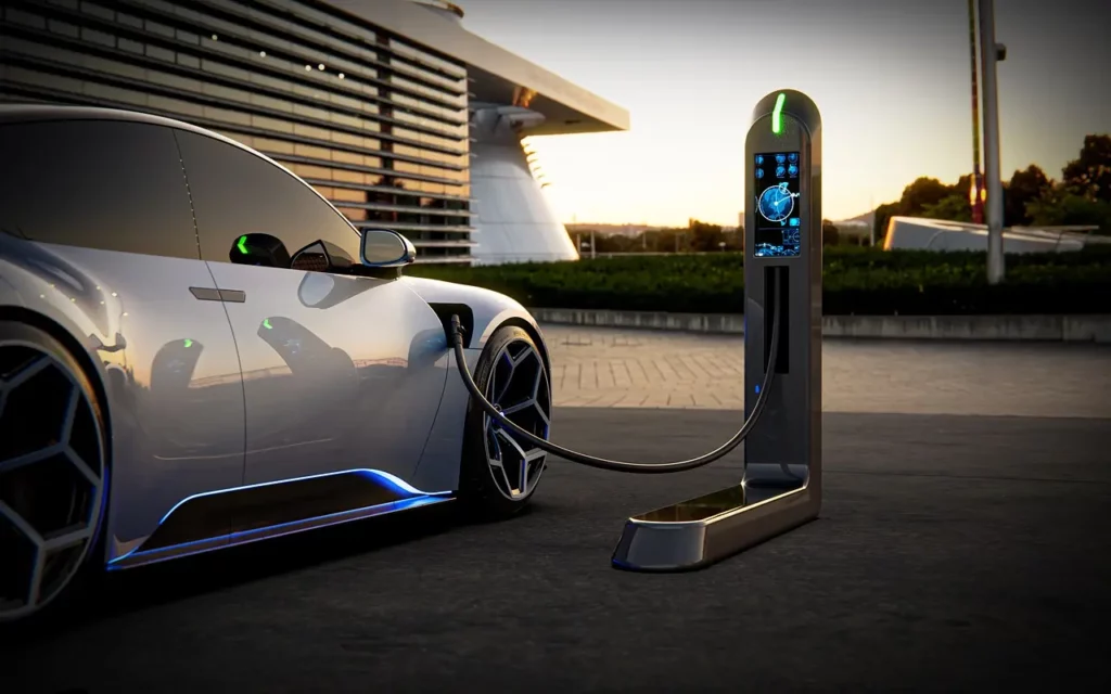 render of an electric vehicle while charging