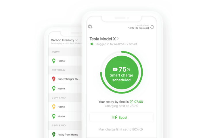 EV Energy App view of scheduled smart charge