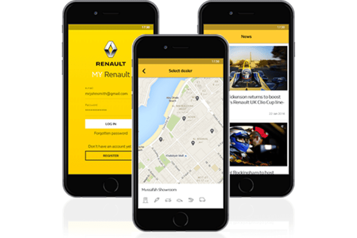 My Renault App tripple mobile view