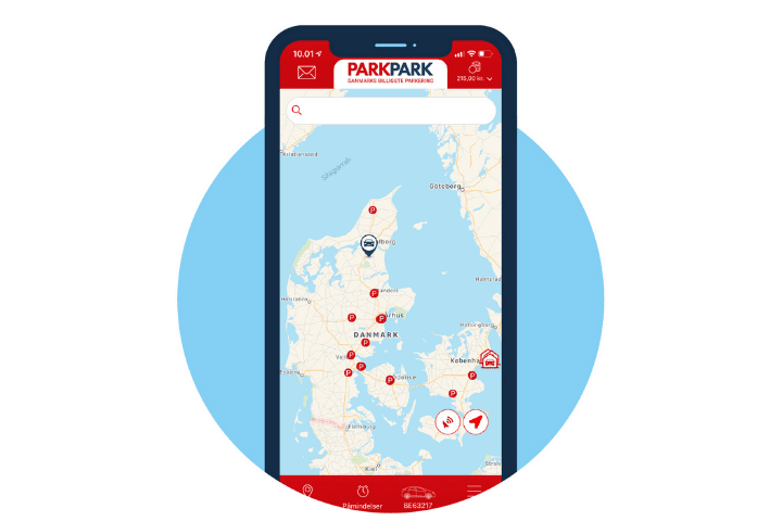 ParkPark App mobile view of available charge points and parkings