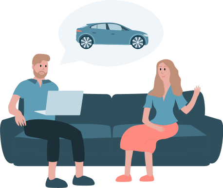 graphic image of man and woman on a couch