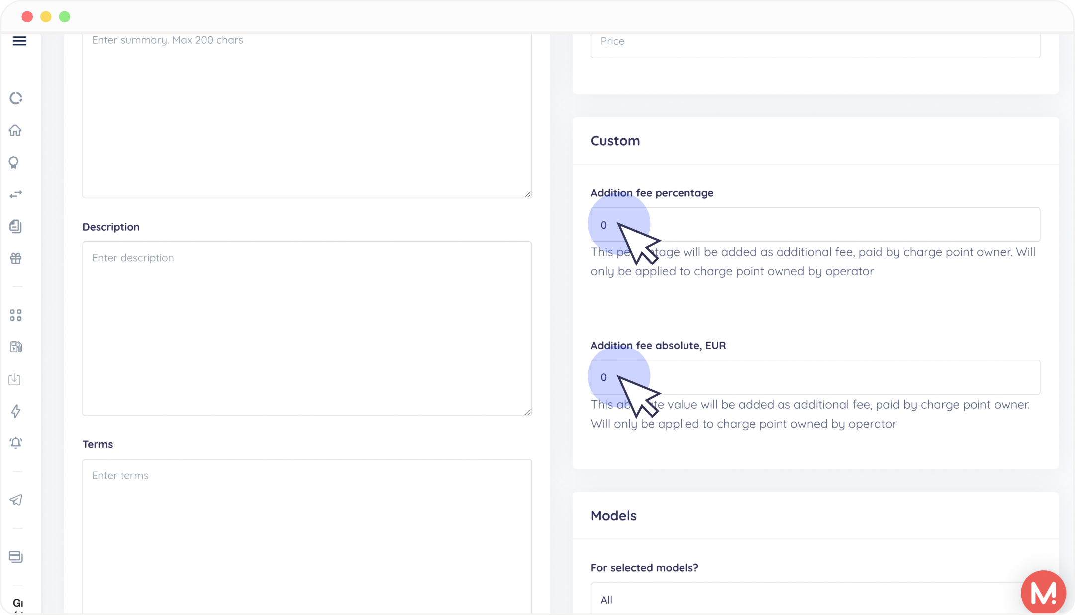 Add Custom Fee