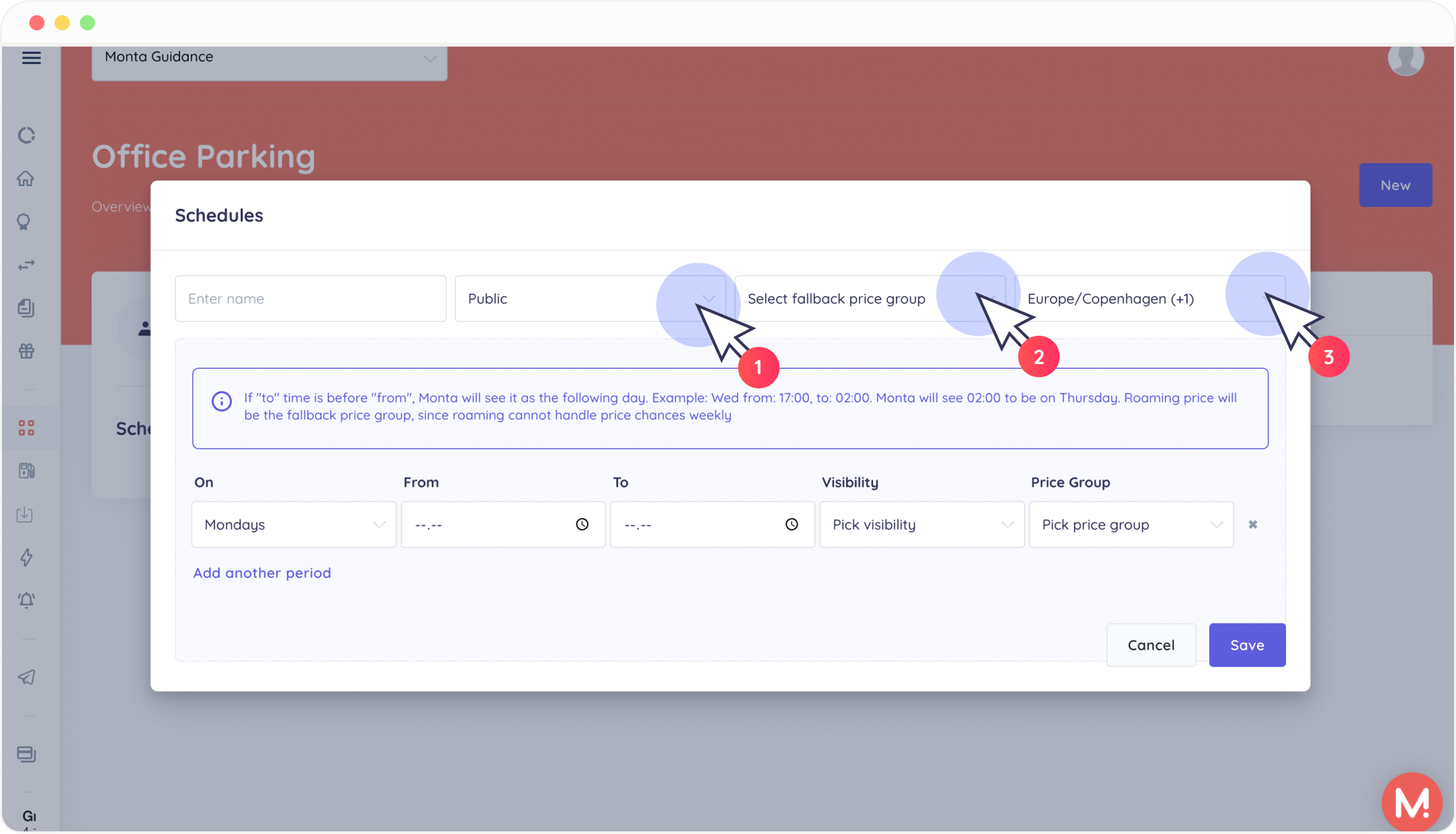 Add schedule name and fallback price