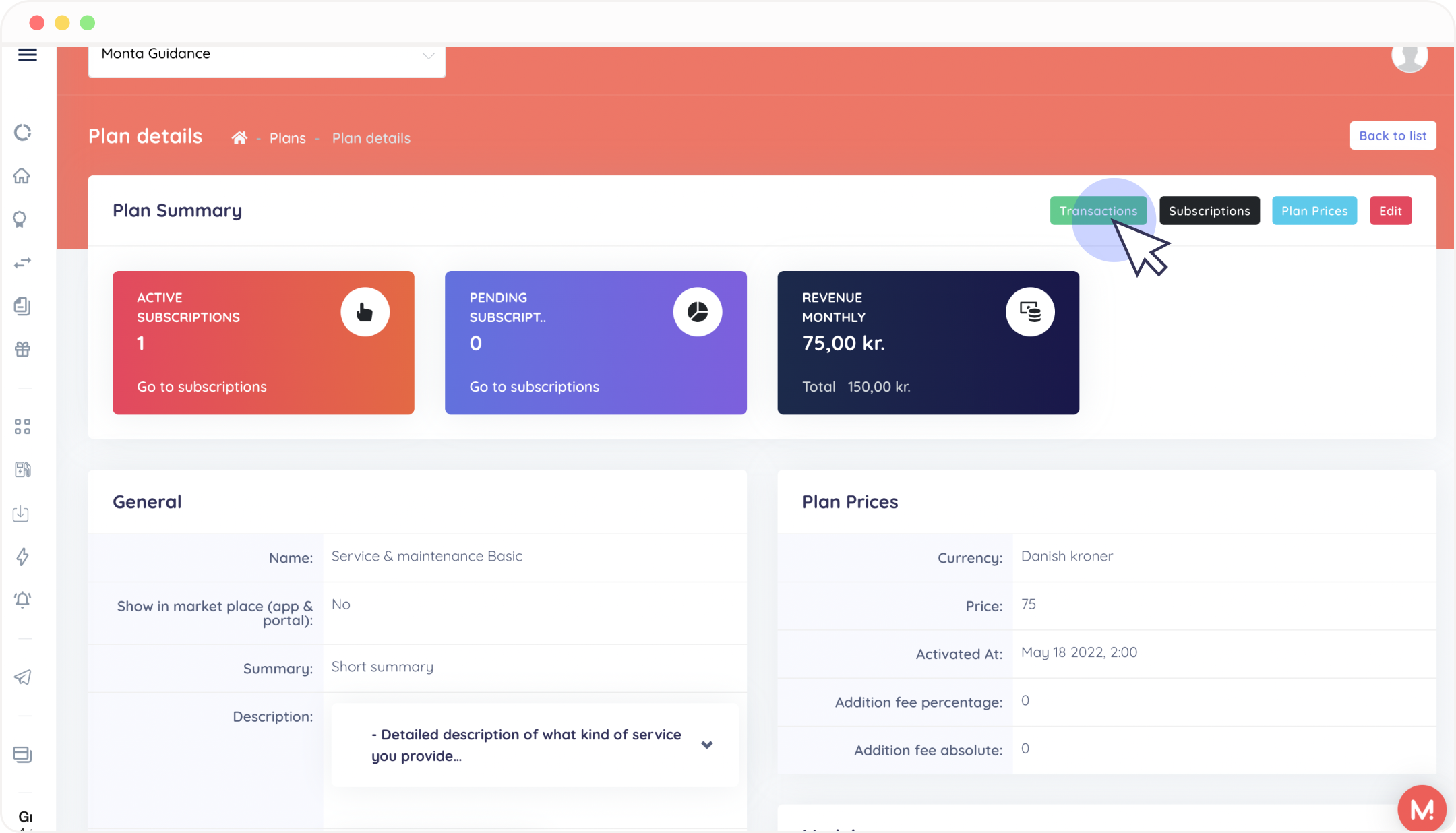Click on Transactions