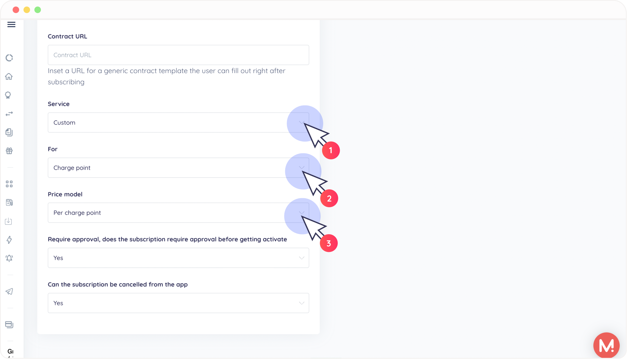 Indicate service type, add price model