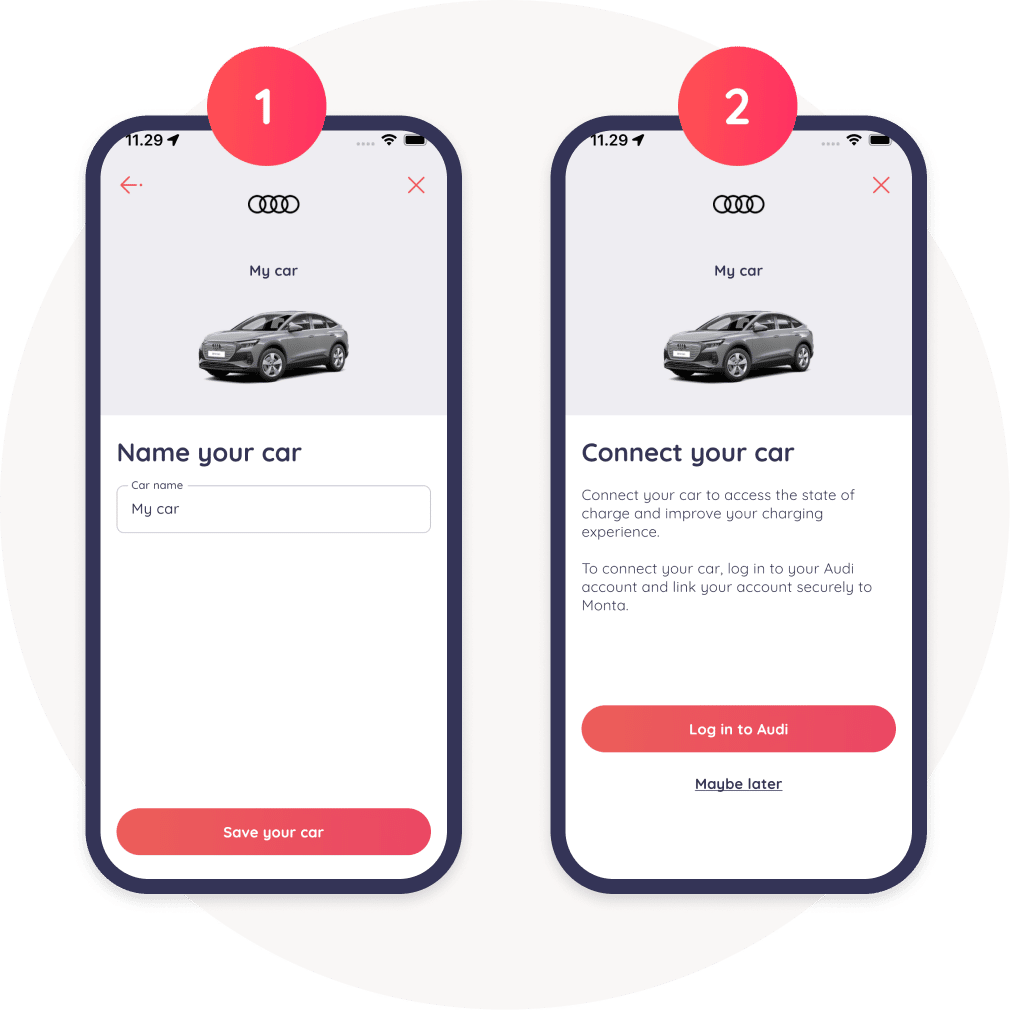 Name your car and Log in to Audi Cloud