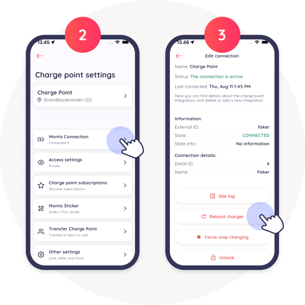 Select Monta Connection and reboot charger