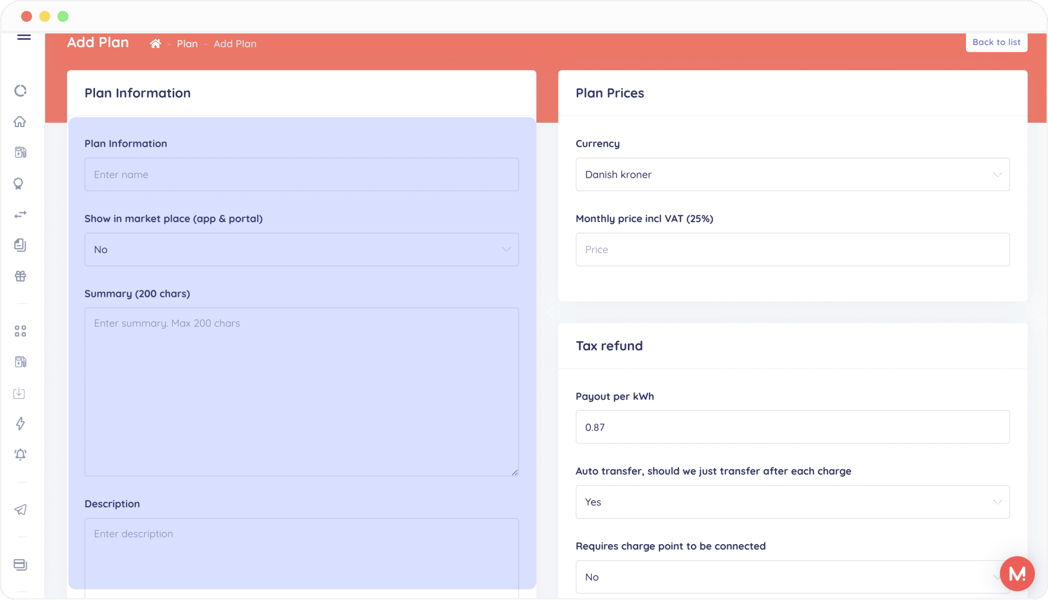 fill in name and details portal