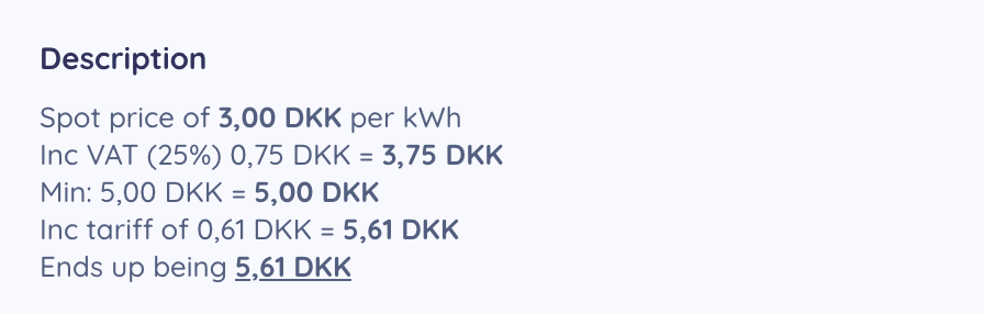 example a setup of dynamic price