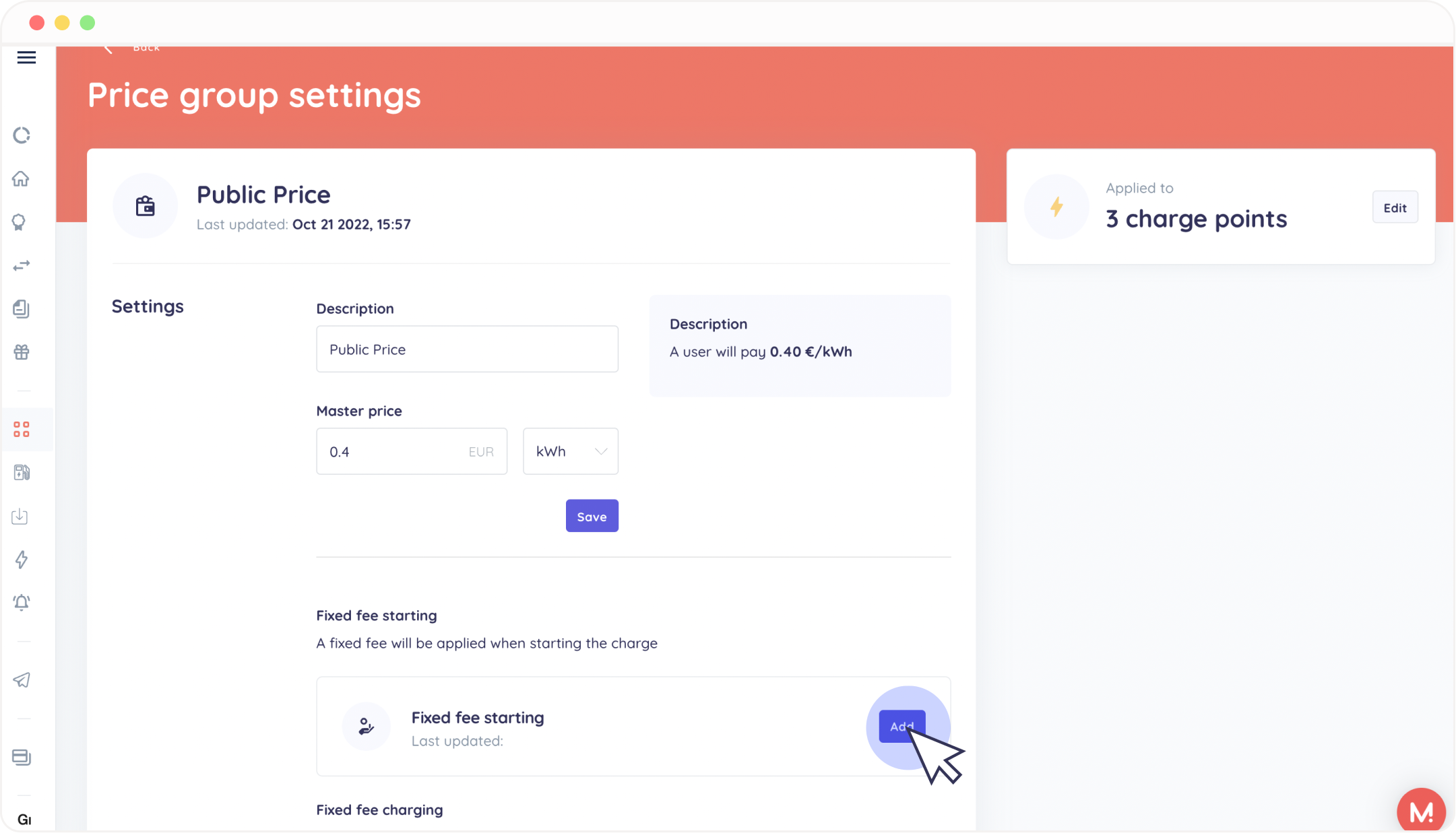 Add Fixed Fee starting