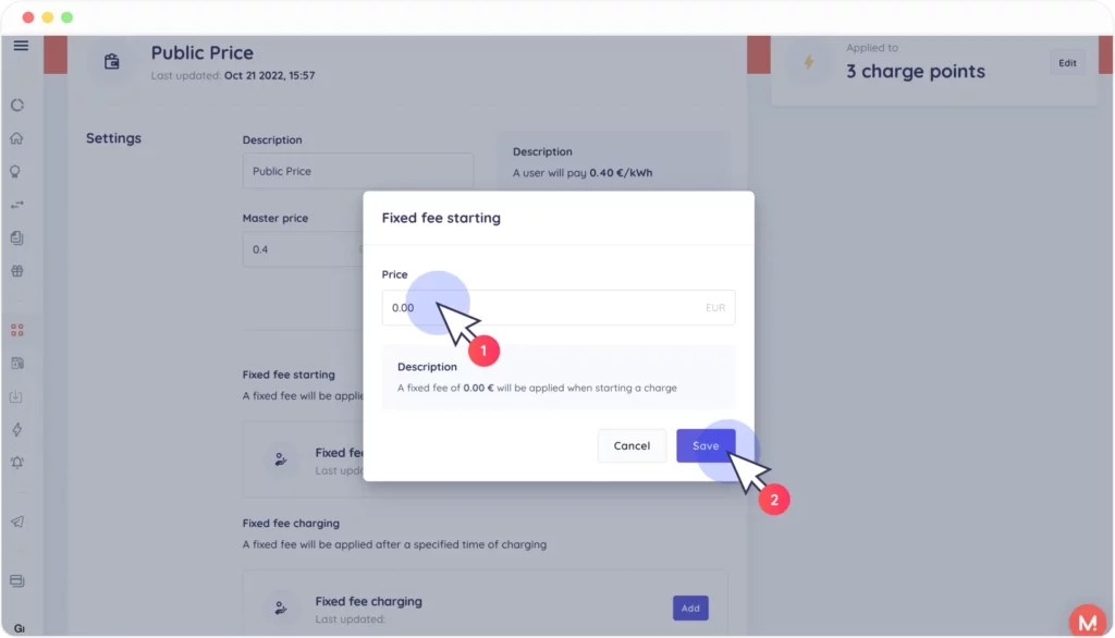 Adding the price and click on Save