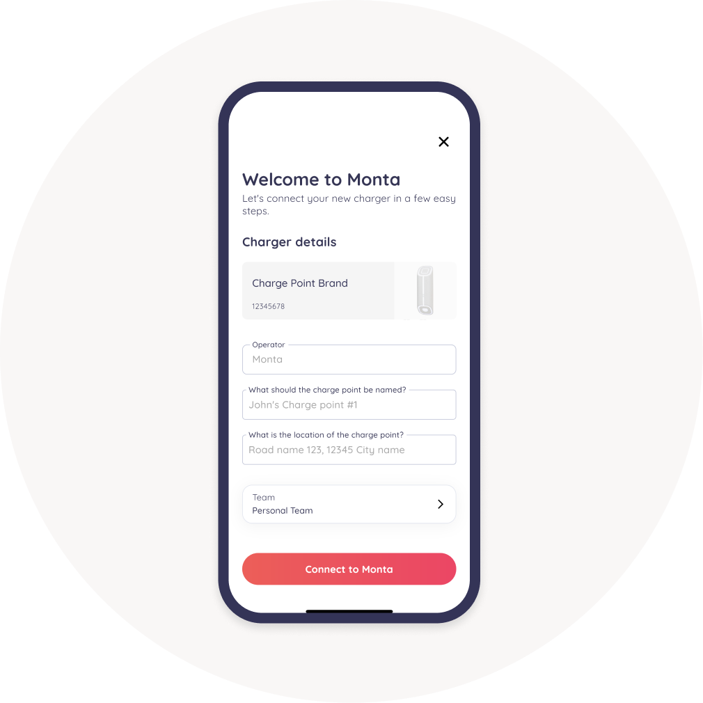 enter charge point details monta app