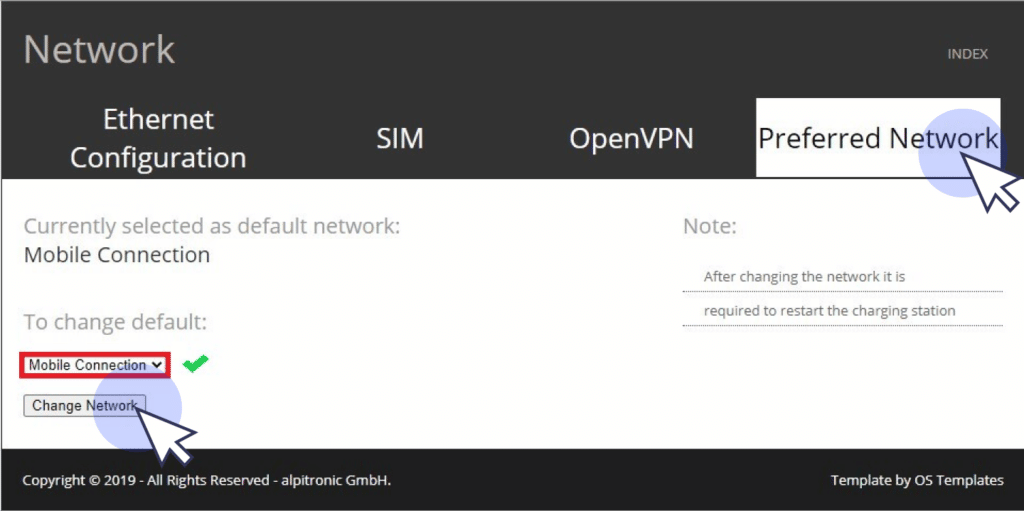 confirm preferred network alpitronic guide