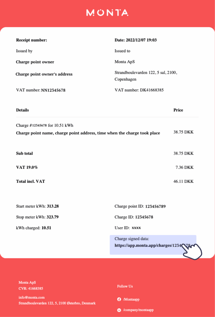 example for a receipt with a downloadable xml file