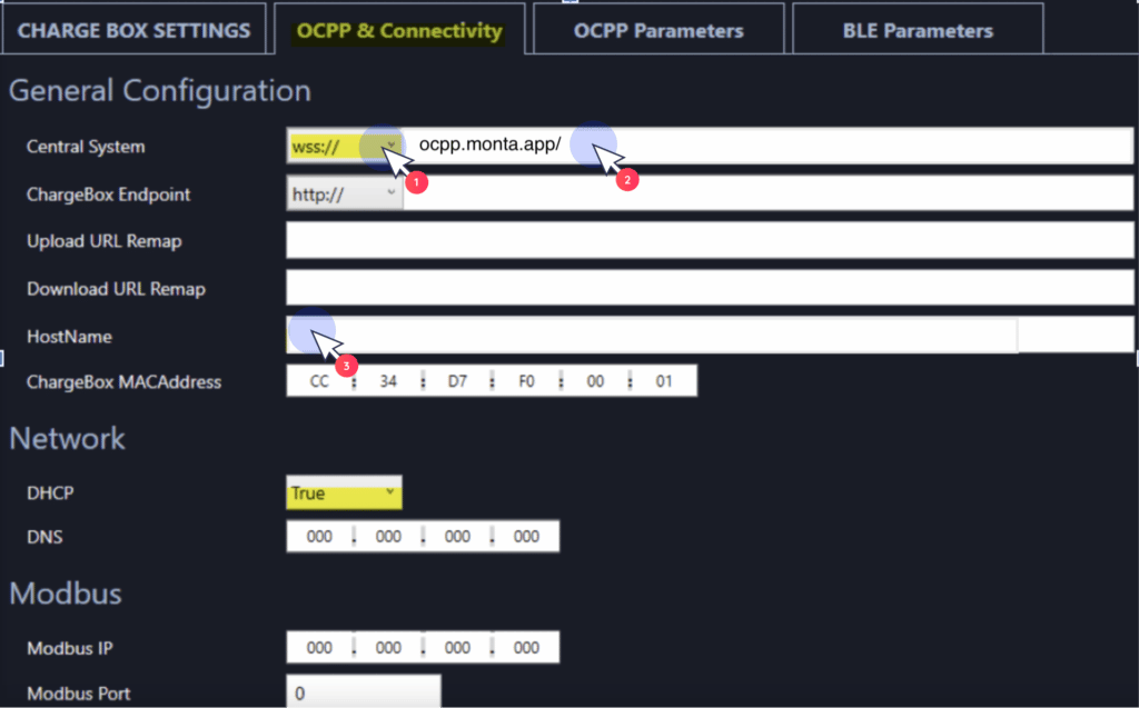 ocpp and connectivity settings gewiss installation