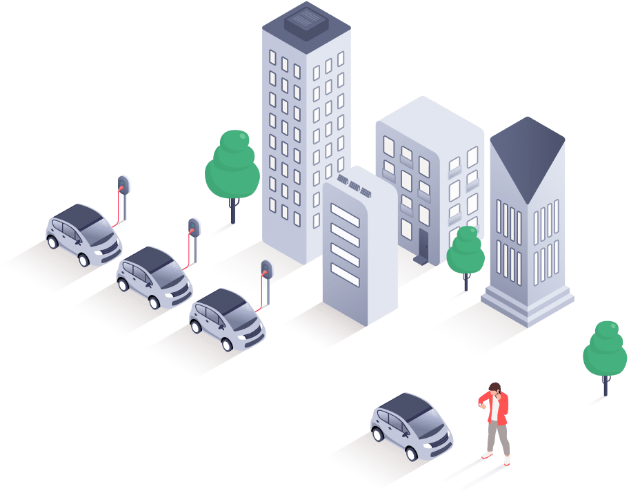 enterprise with ev-charging stations illustration