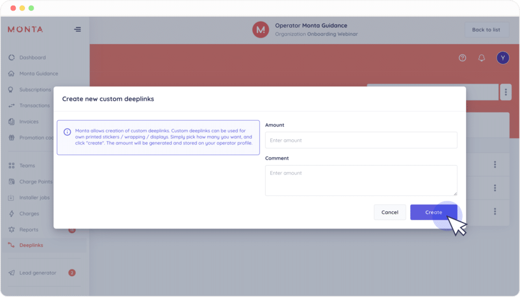 select amount write comment add portal