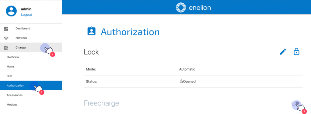 authorization settings enelion lumina web ui